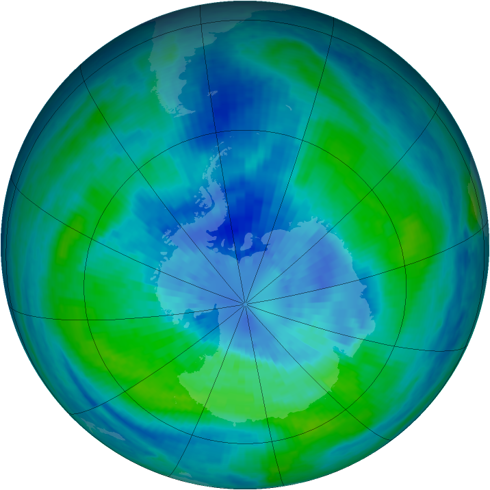 Antarctic ozone map for 24 March 2003